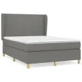 cadre de lit avec matelas Gris foncé 140x200cm Tissu
