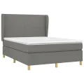 cadre de lit avec matelas Gris foncé 140x200cm Tissu