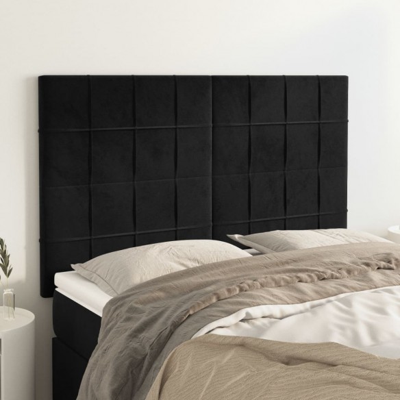 Têtes de lit 4 pcs Noir 72x5x78/88 cm Velours