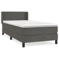 cadre de lit et matelas Gris foncé 80x200 cm Velours