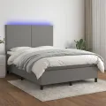 cadre de lit et matelas et LED Gris foncé 140x200 cm