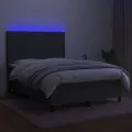 cadre de lit et matelas et LED Gris foncé 140x200 cm
