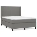 cadre de lit avec matelas Gris foncé 140x200cm Tissu