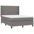 cadre de lit avec matelas Gris foncé 140x200cm Tissu