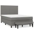 cadre de lit avec matelas Gris foncé 140x200cm Tissu