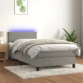 cadre de lit avec matelas et LED Gris clair 90x200cm
