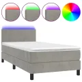 cadre de lit avec matelas et LED Gris clair 90x200cm