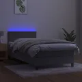 cadre de lit avec matelas et LED Gris clair 90x200cm