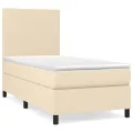 cadre de lit avec matelas Crème 100x200 cm Tissu