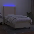 cadre de lit matelas et LED Crème 100x200 cm Tissu