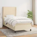 cadre de lit avec matelas Crème 100x200 cm Tissu