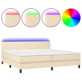 cadre de lit et matelas et LED Crème 200x200cm Tissu
