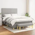 cadre de lit avec matelas Gris clair 140x200cm Tissu