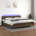 cadre de lit matelas et LED Marron foncé 200x200 cm