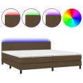 cadre de lit matelas et LED Marron foncé 200x200 cm