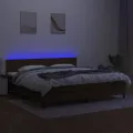 cadre de lit matelas et LED Marron foncé 200x200 cm