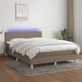 cadre de lit avec matelas LED Taupe 140x200 cm Tissu