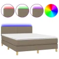 cadre de lit avec matelas LED Taupe 140x200 cm Tissu