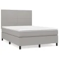 cadre de lit avec matelas Gris clair 140x200cm Tissu