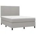 cadre de lit avec matelas Gris clair 140x200cm Tissu