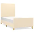 Cadre de lit avec tête de lit Crème 100x200 cm Tissu