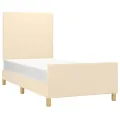 Cadre de lit avec tête de lit Crème 100x200 cm Tissu