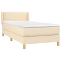 cadre de lit avec matelas Crème 90x200 cm Tissu