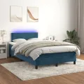 cadre de lit avec matelas LED Bleu foncé 120x200 cm