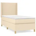 cadre de lit avec matelas Crème 80x200 cm Tissu
