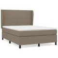 cadre de lit avec matelas Taupe 140x200 cm Tissu