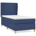 cadre de lit avec matelas Bleu 100x200 cm Tissu
