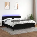 cadre de lit avec matelas LED Noir 160x200 cm Tissu