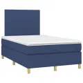 cadre de lit et matelas et LED Bleu 120x200 cm Tissu