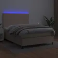 cadre de lit avec matelas LED Cappuccino 140x200 cm