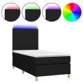 cadre de lit avec matelas et LED Noir 80x200cm Tissu