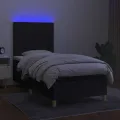 cadre de lit avec matelas et LED Noir 80x200cm Tissu