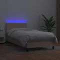 cadre de lit matelas et LED Cappuccino 80x200cm