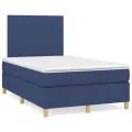 cadre de lit avec matelas Bleu 120x200 cm Tissu