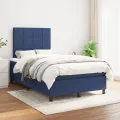 cadre de lit avec matelas Bleu 120x200 cm Tissu