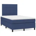 cadre de lit avec matelas Bleu 120x200 cm Tissu