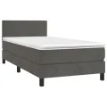 cadre de lit avec matelas et LED Gris foncé 90x190cm