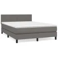cadre de lit avec matelas Gris 140x200 cm Similicuir