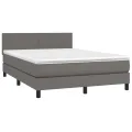 cadre de lit avec matelas Gris 140x200 cm Similicuir