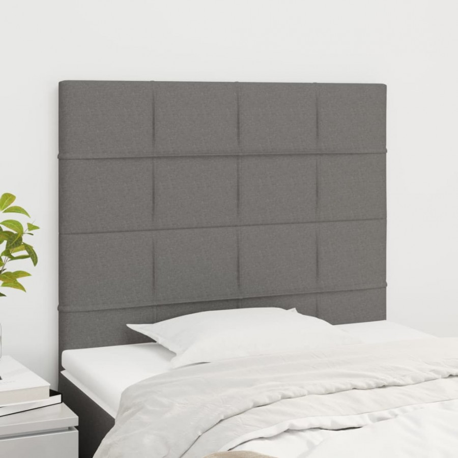 Têtes de lit 2 pcs Gris foncé 100x5x78/88 cm Tissu