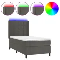 cadre de lit matelas LED Gris foncé 90x200cm Velours
