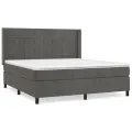 cadre de lit et matelas Gris foncé 180x200cm Velours