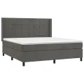 cadre de lit et matelas Gris foncé 180x200cm Velours