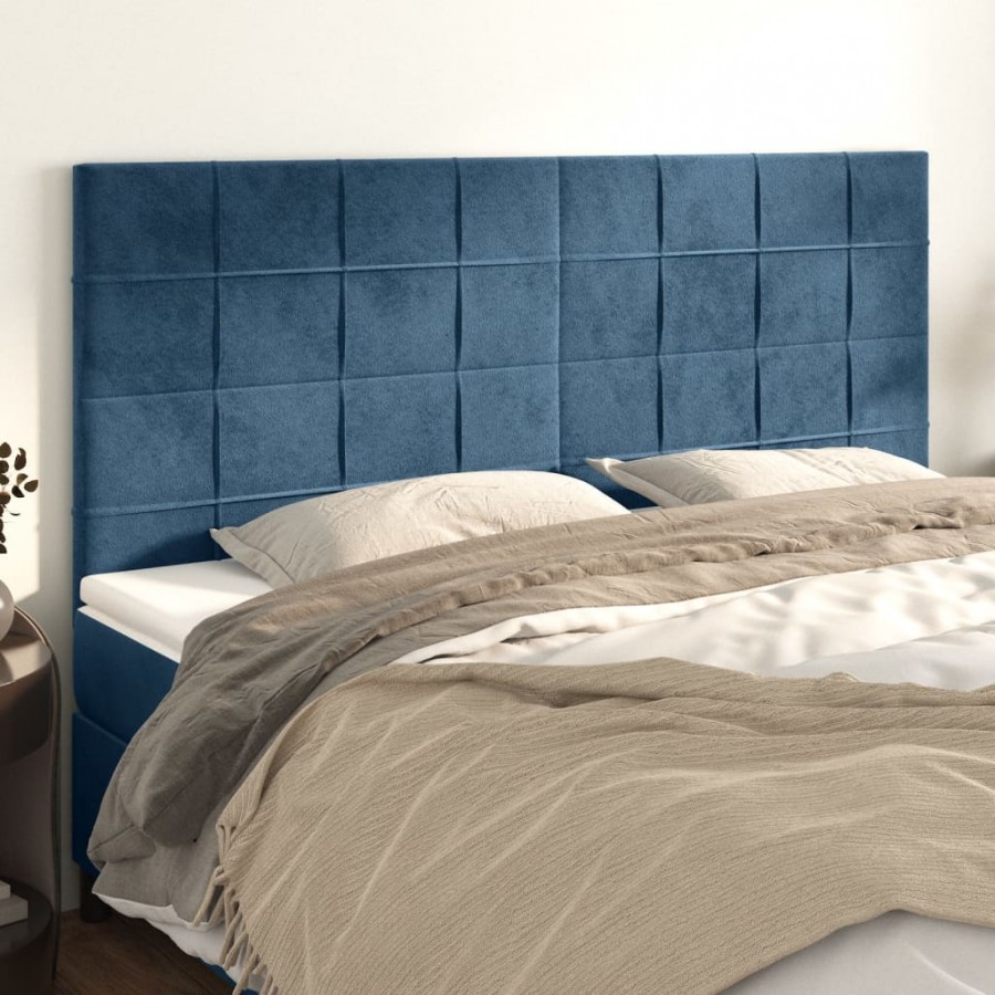 Têtes de lit 4 pcs Bleu foncé 90x5x78/88 cm Velours