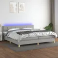 cadre de lit matelas LED Gris clair 200x200 cm Tissu