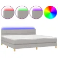 cadre de lit matelas LED Gris clair 200x200 cm Tissu